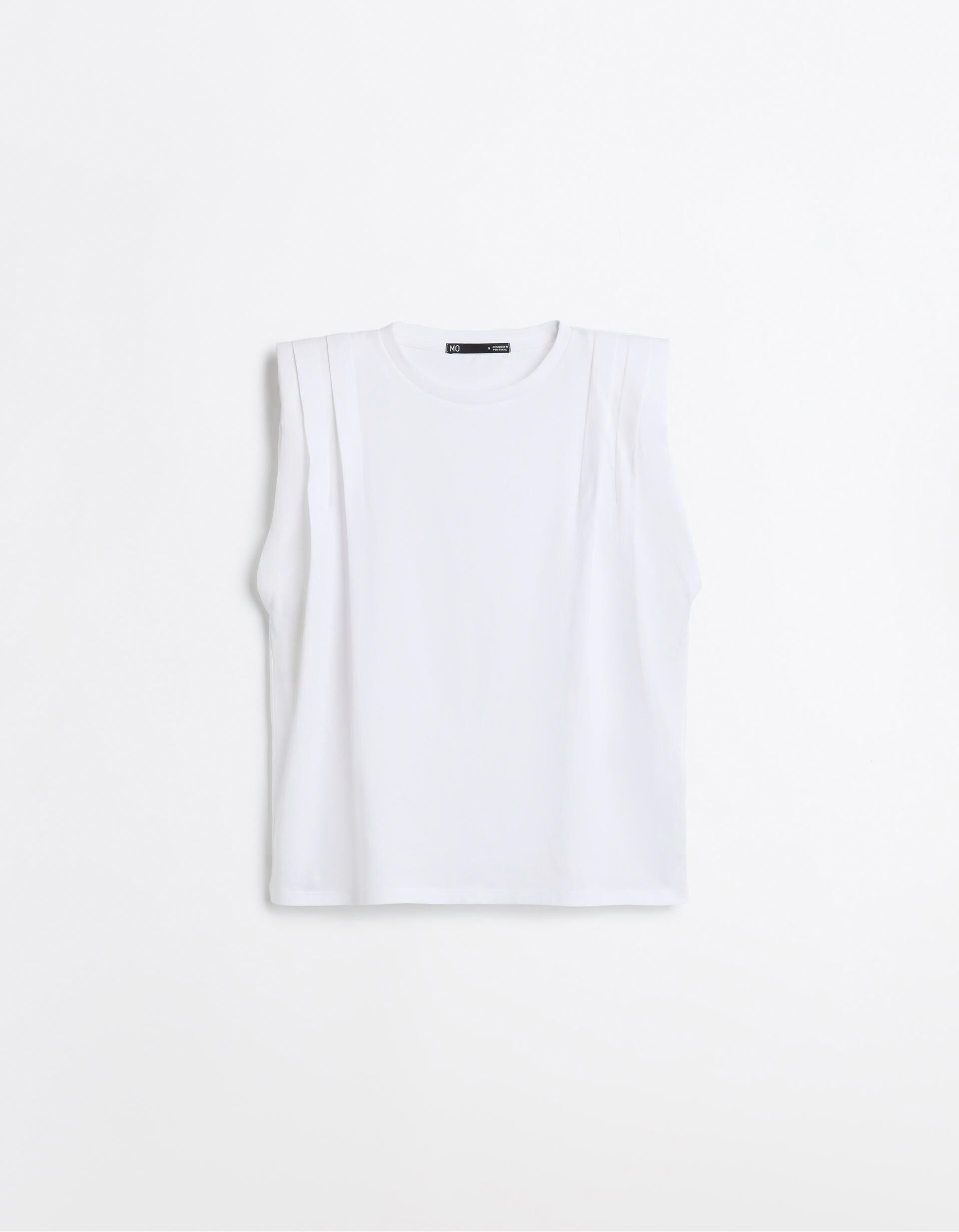 Comprar Online T-shirt Com Ombreiras, Mulher, Branco