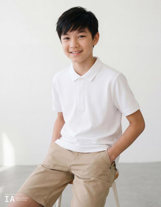 Comprar Online Polo Piquet, Menino, Branco