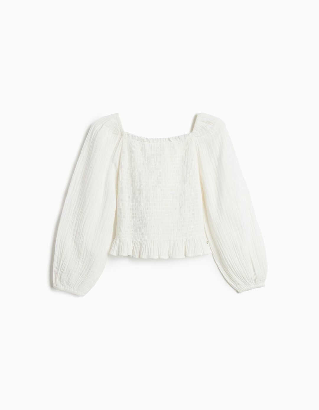 Blusa de Manga Comprida, Menina, Branco