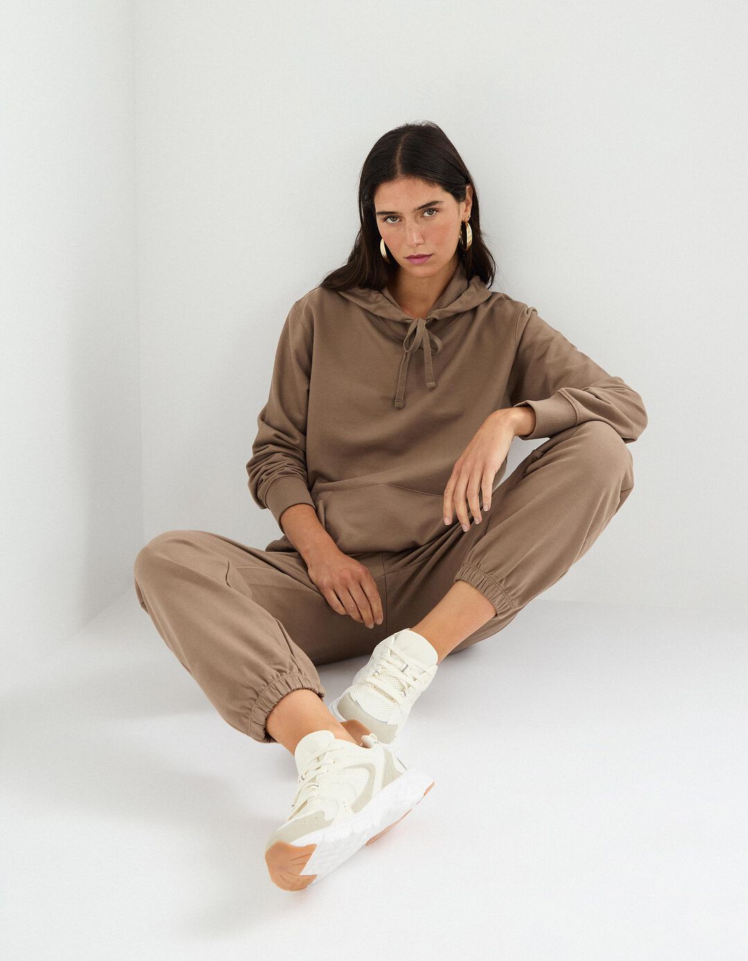 Calças Joggers, Mulher, Bege Escuro