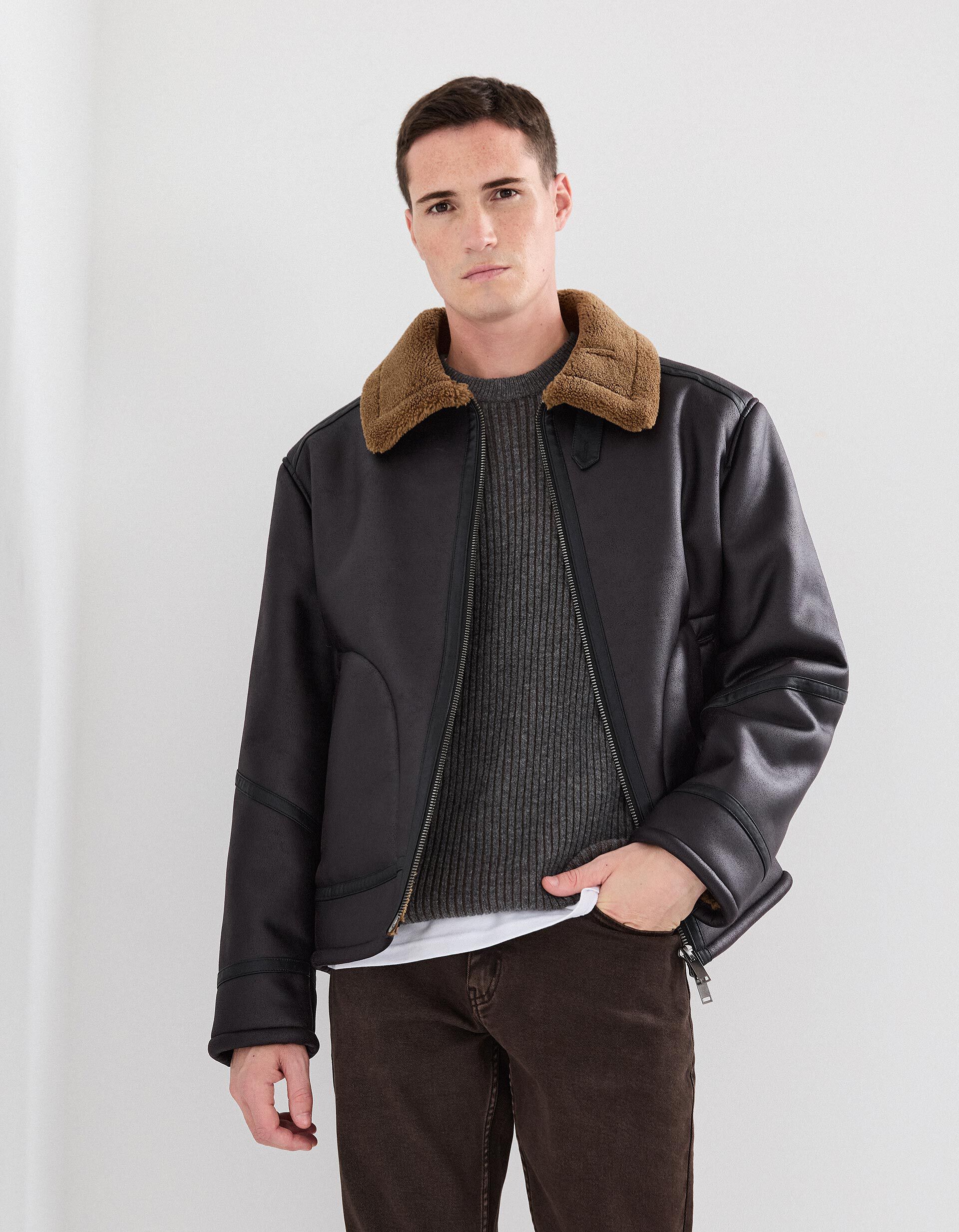 Comprar Online Blus&atilde;o em Sherpa, Homem, Castanho Escuro