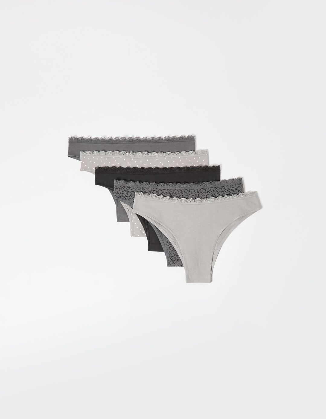 Pack 5 Cuecas Brasileiras, Mulher, Cinzento Escuro