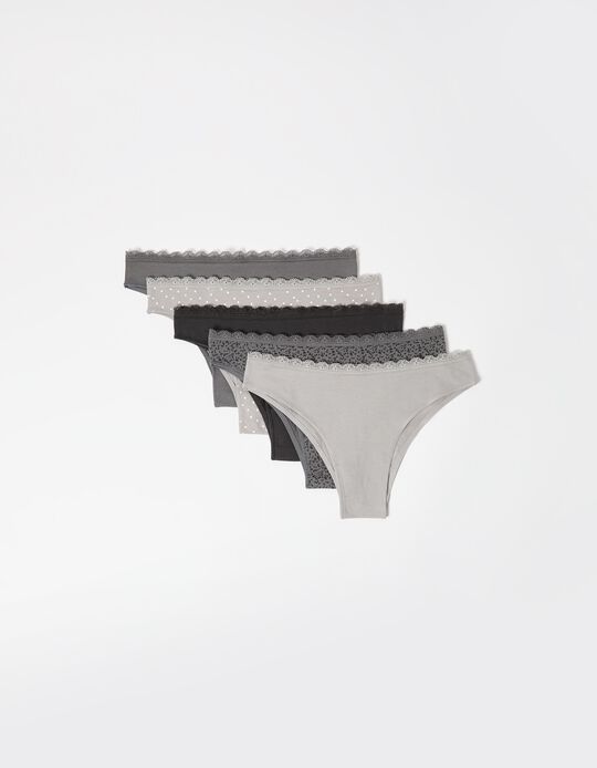 Comprar Online Pack 5 Cuecas Brasileiras, Mulher, Cinzento Escuro