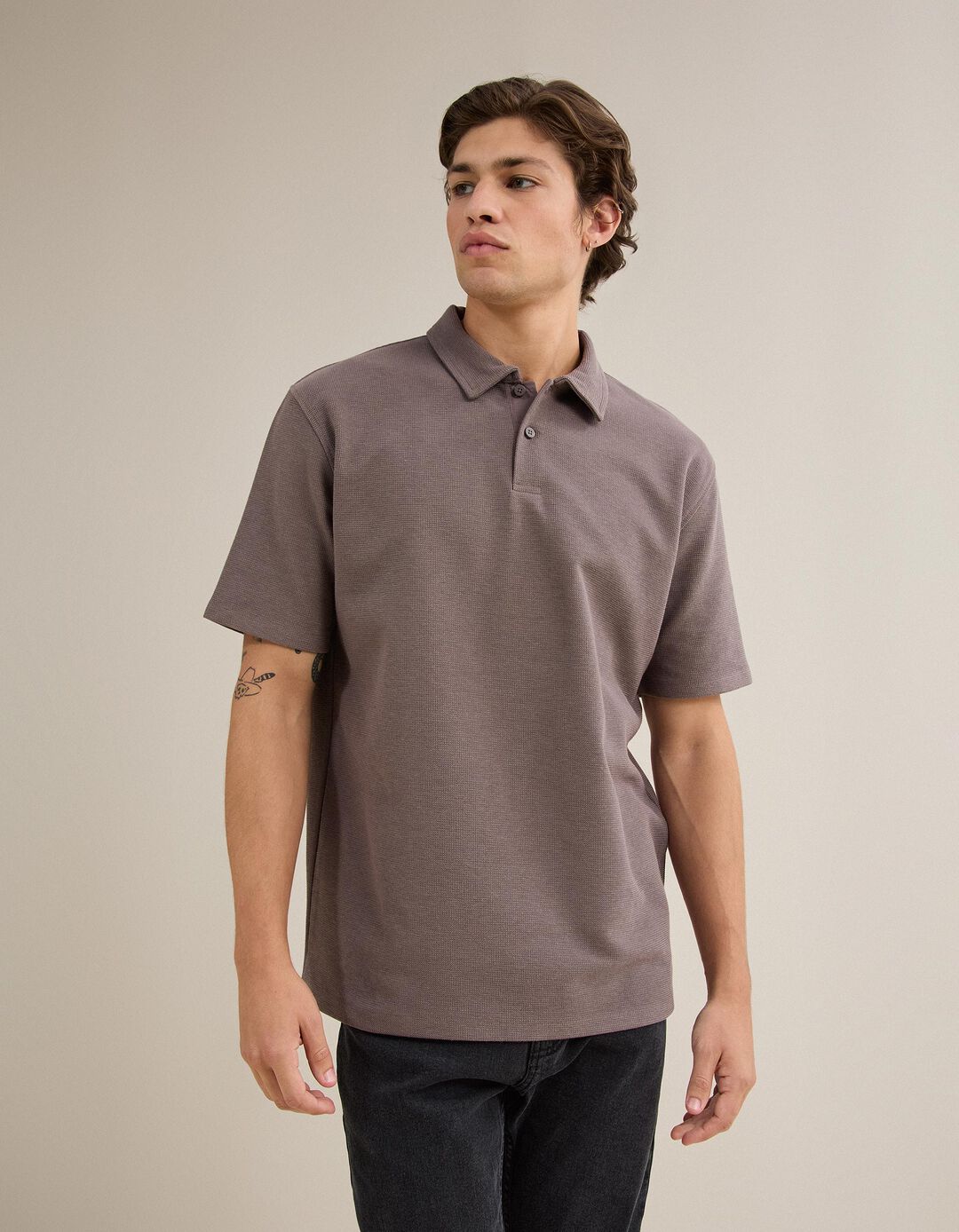 Polo Estruturado, Homem, Castanho Escuro