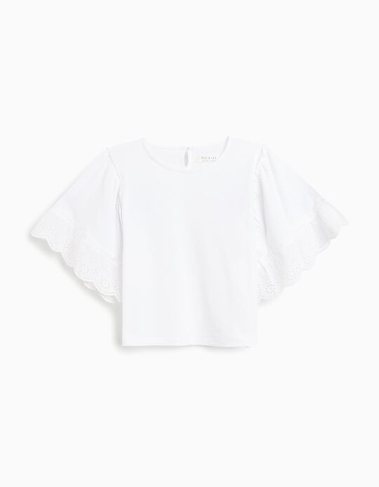 Comprar Online T-shirt Bordada, Menina, Branco 