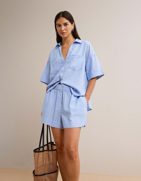 Comprar Online Cal&ccedil;&otilde;es com Linho, Mulher, Azul