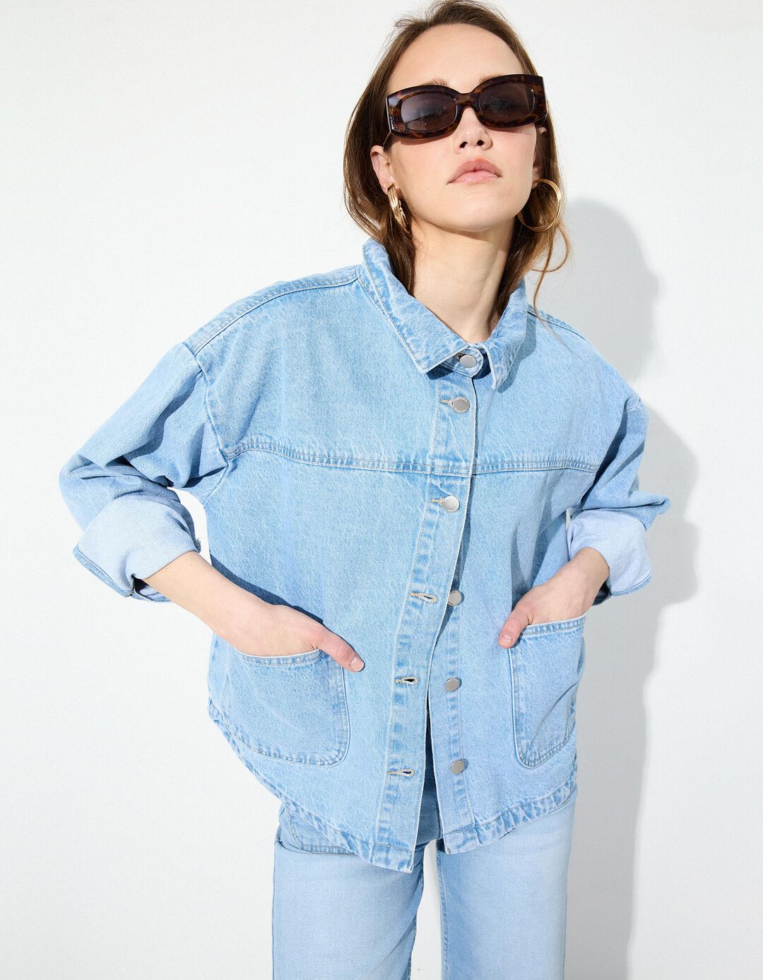Camisa de Ganga, Mulher, Azul Claro 