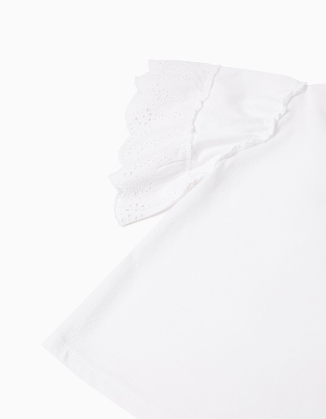 T-shirt Bordada, Menina, Branco 