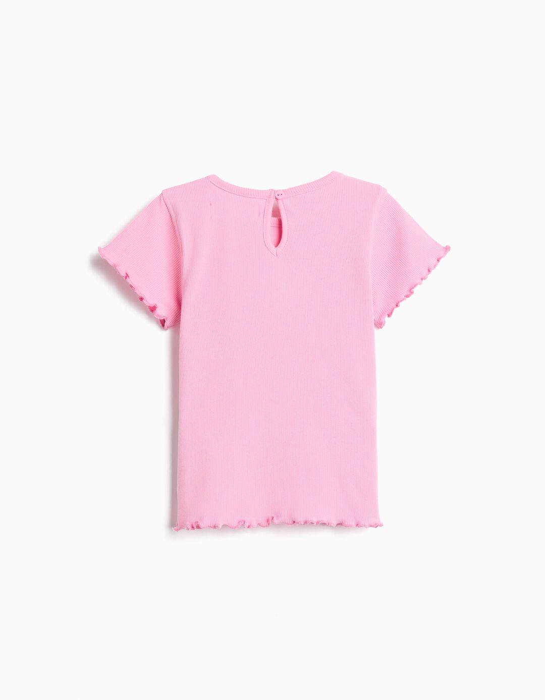 T-shirt Bordado Flor, Menina, Rosa