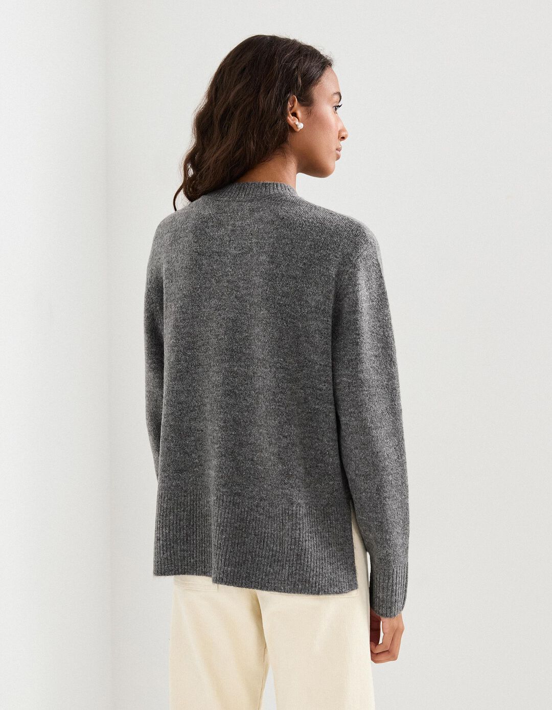 Camisola de Malha, Mulher, Cinzento Escuro