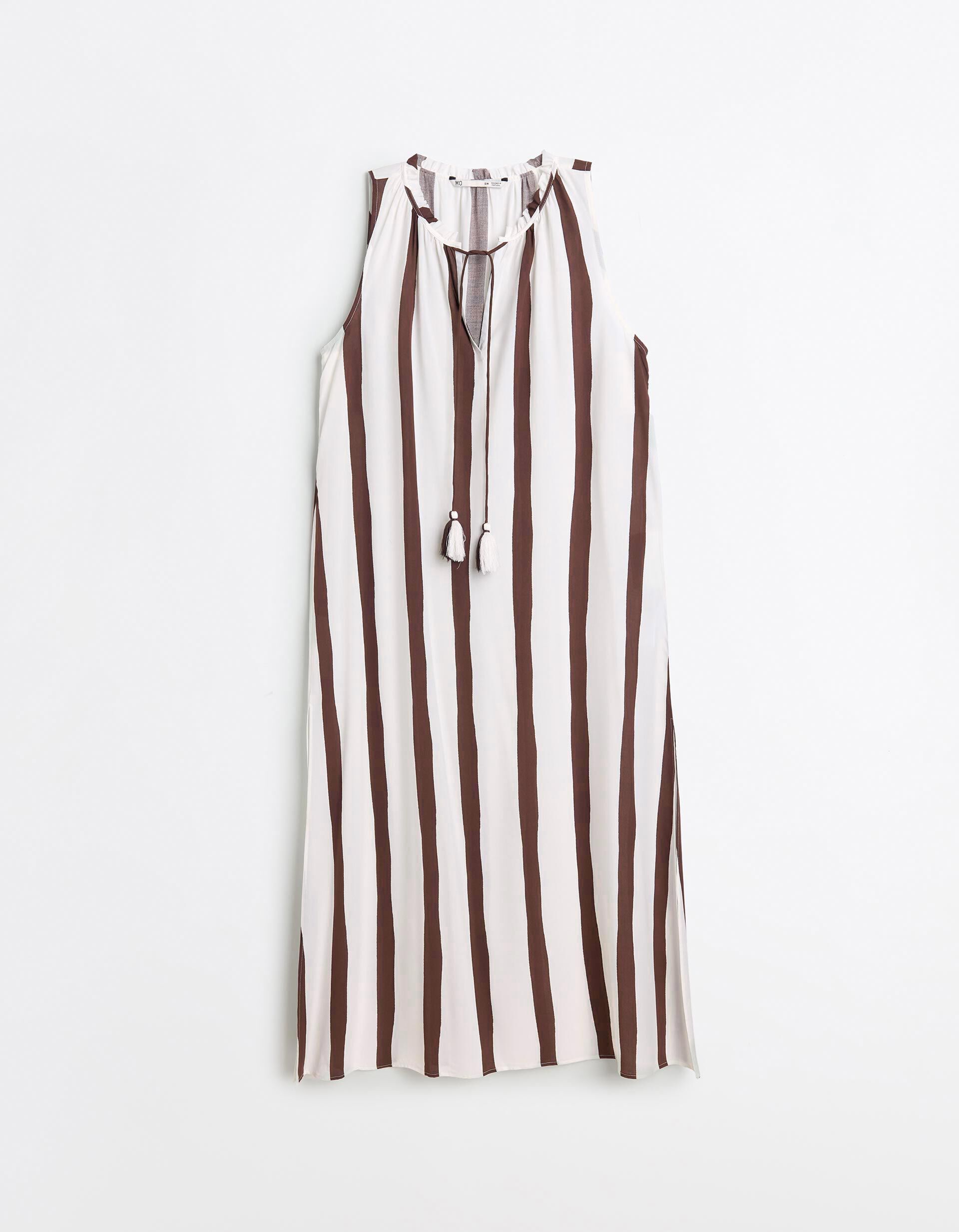Comprar Online Vestido Riscas, Mulher, Bege Claro