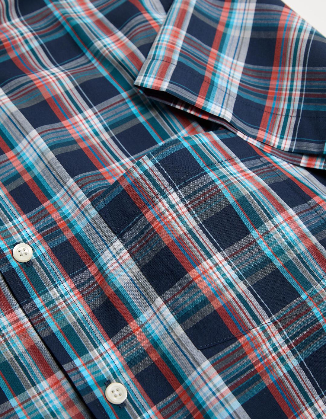 Camisa de Manga Curta Riscas, Homem, Azul Escuro