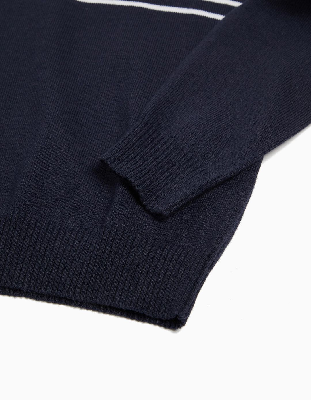 Camisola de Malha Riscas, Bebé Menino, Azul Escuro