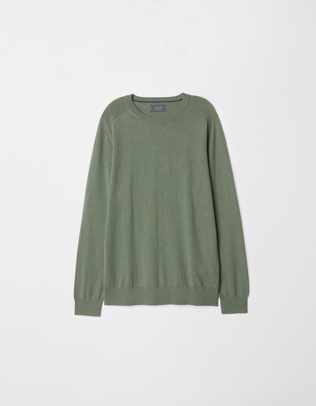 Camisola Mistura de Caxemira Decote Redondo, Homem, Verde