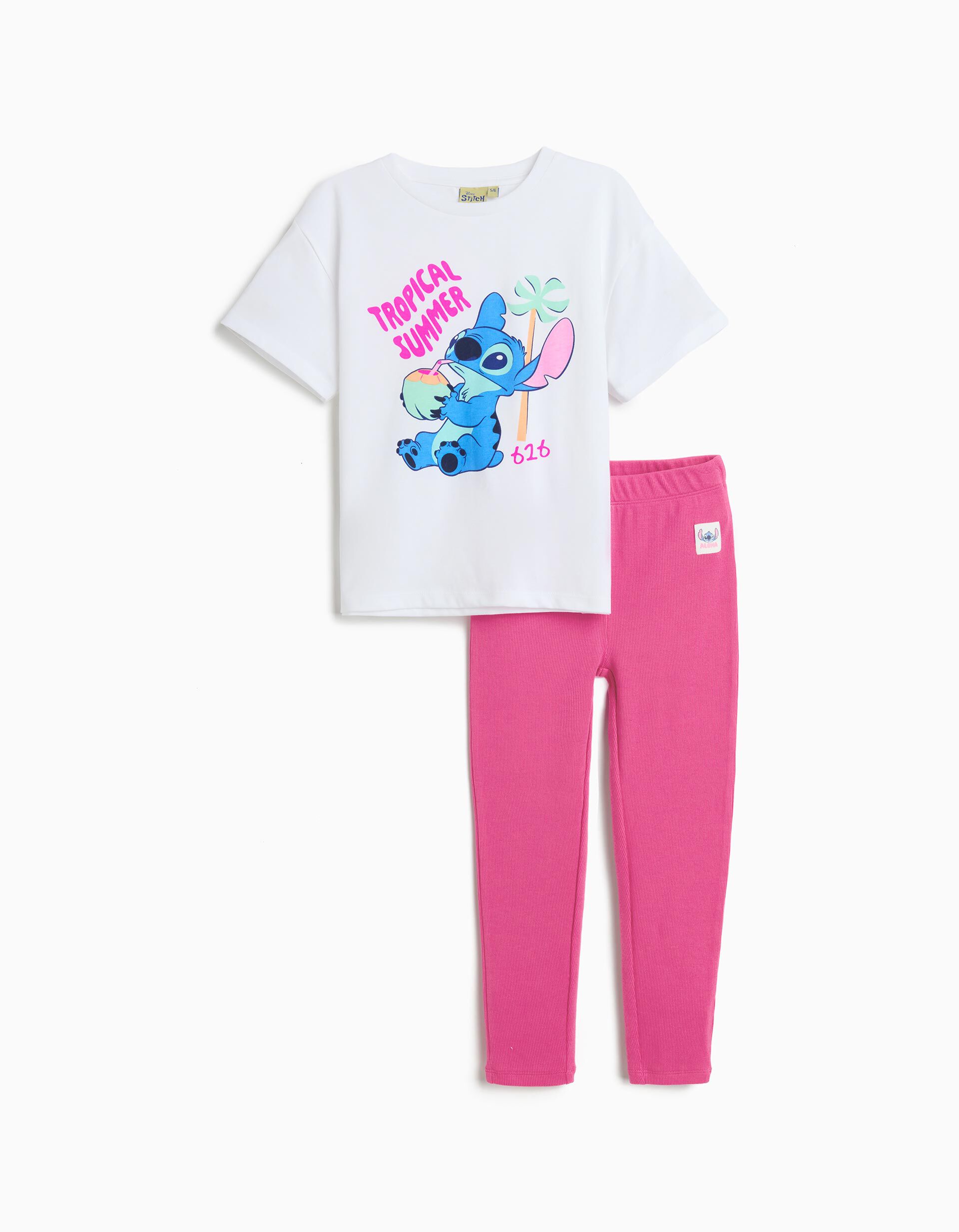 Comprar Online Conjunto T-shirt e Leggings 'Stitch', Menina, Rosa