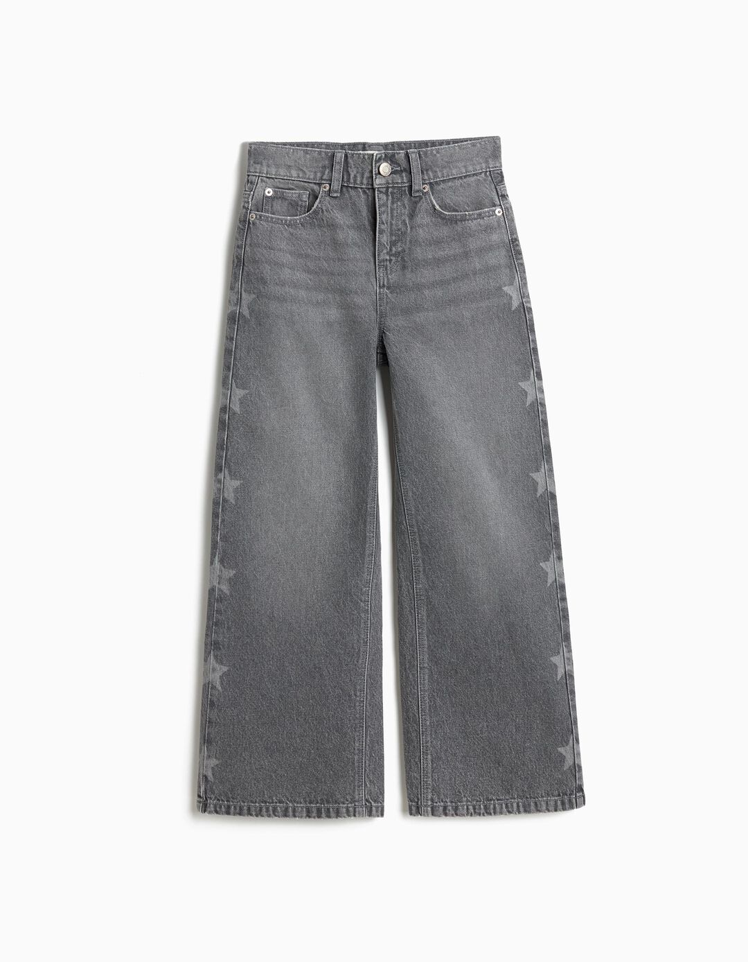 Cal&ccedil;as de Ganga 'Wide Leg' Estrelas, Menina, Cinzento