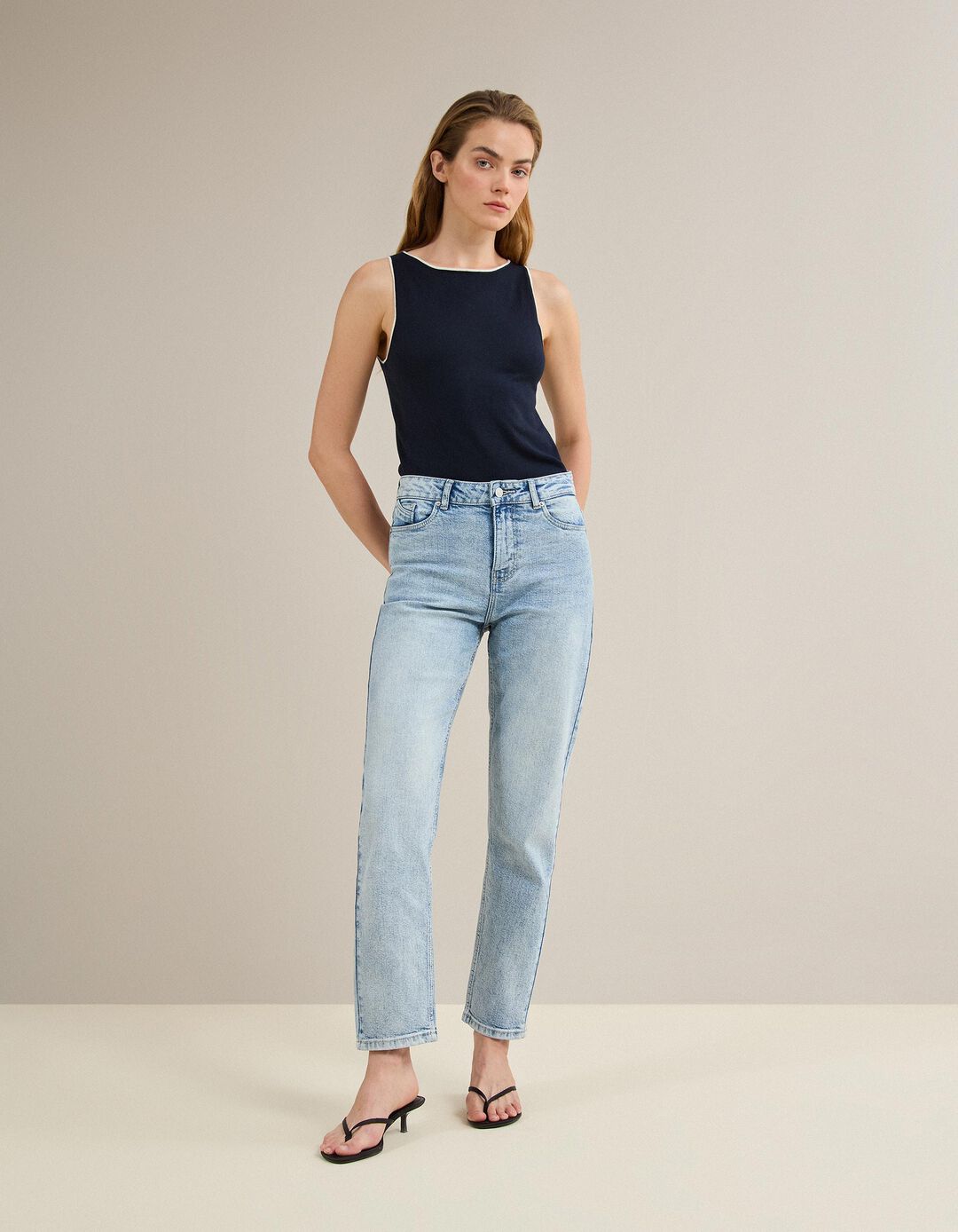 Cal&ccedil;as de Ganga 'Tapered Mom Fit', Mulher, Azul Claro