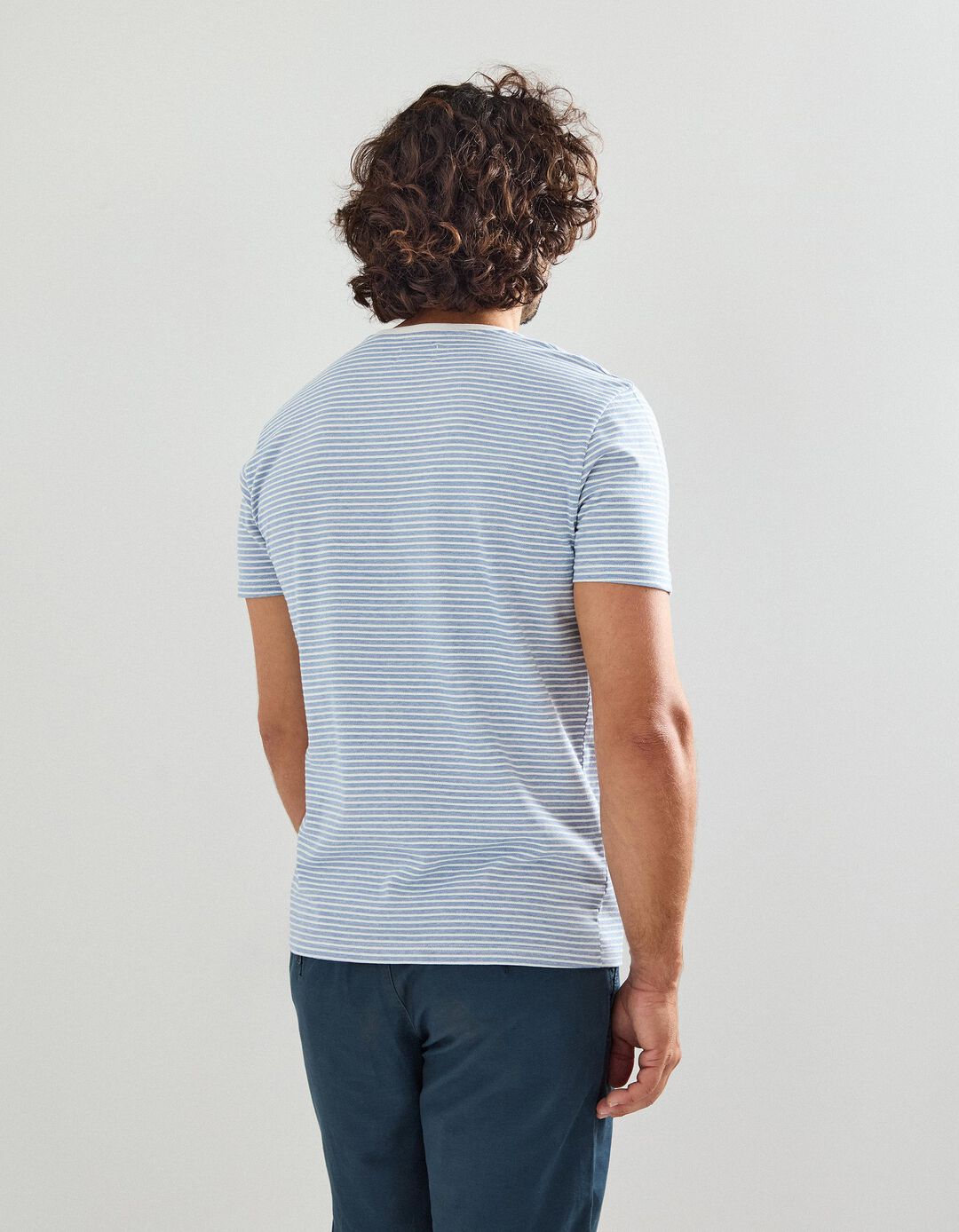 T-shirt Riscas, Homem, Azul Escuro