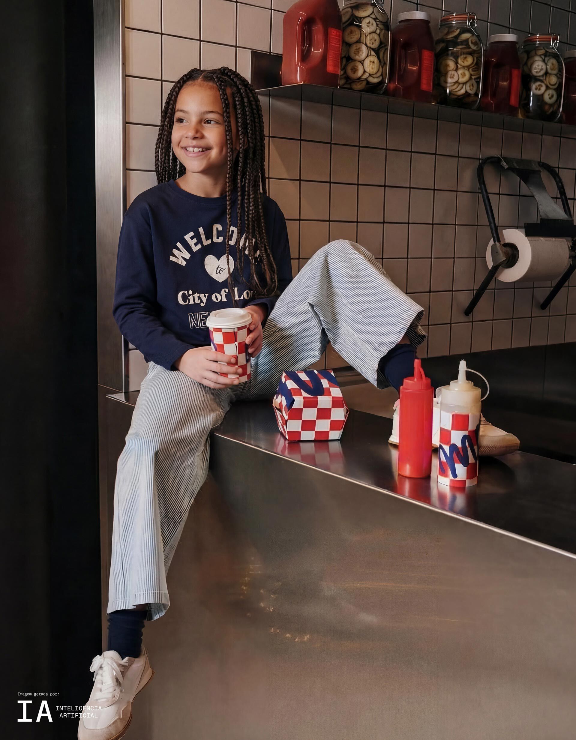 Comprar Online T-shirt Manga Comprida, Menina, Azul Escuro