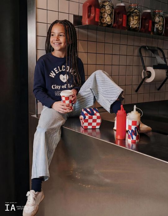 Comprar Online T-shirt Manga Comprida, Menina, Azul Escuro