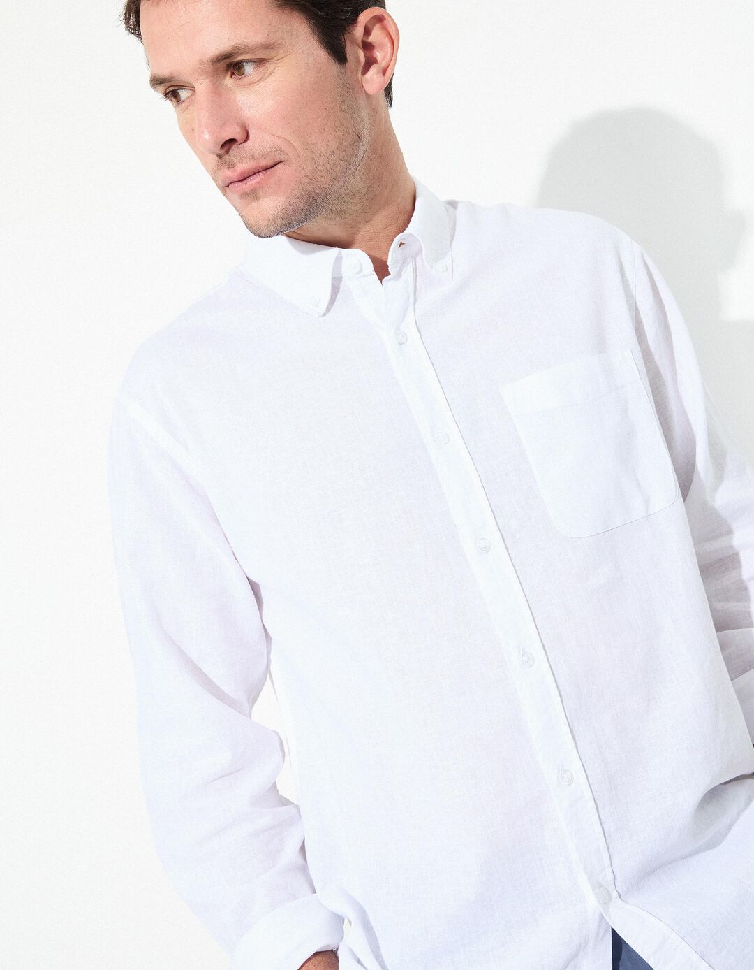 Camisa com Linho, Homem, Branco 