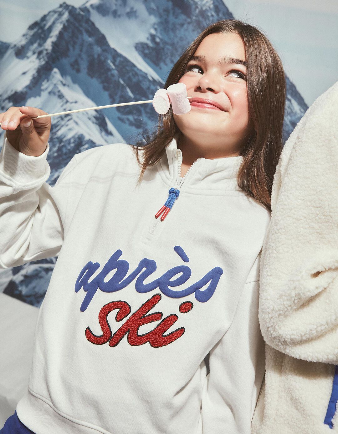 Sweatshirt Fecho de Correr, Menina, Branco