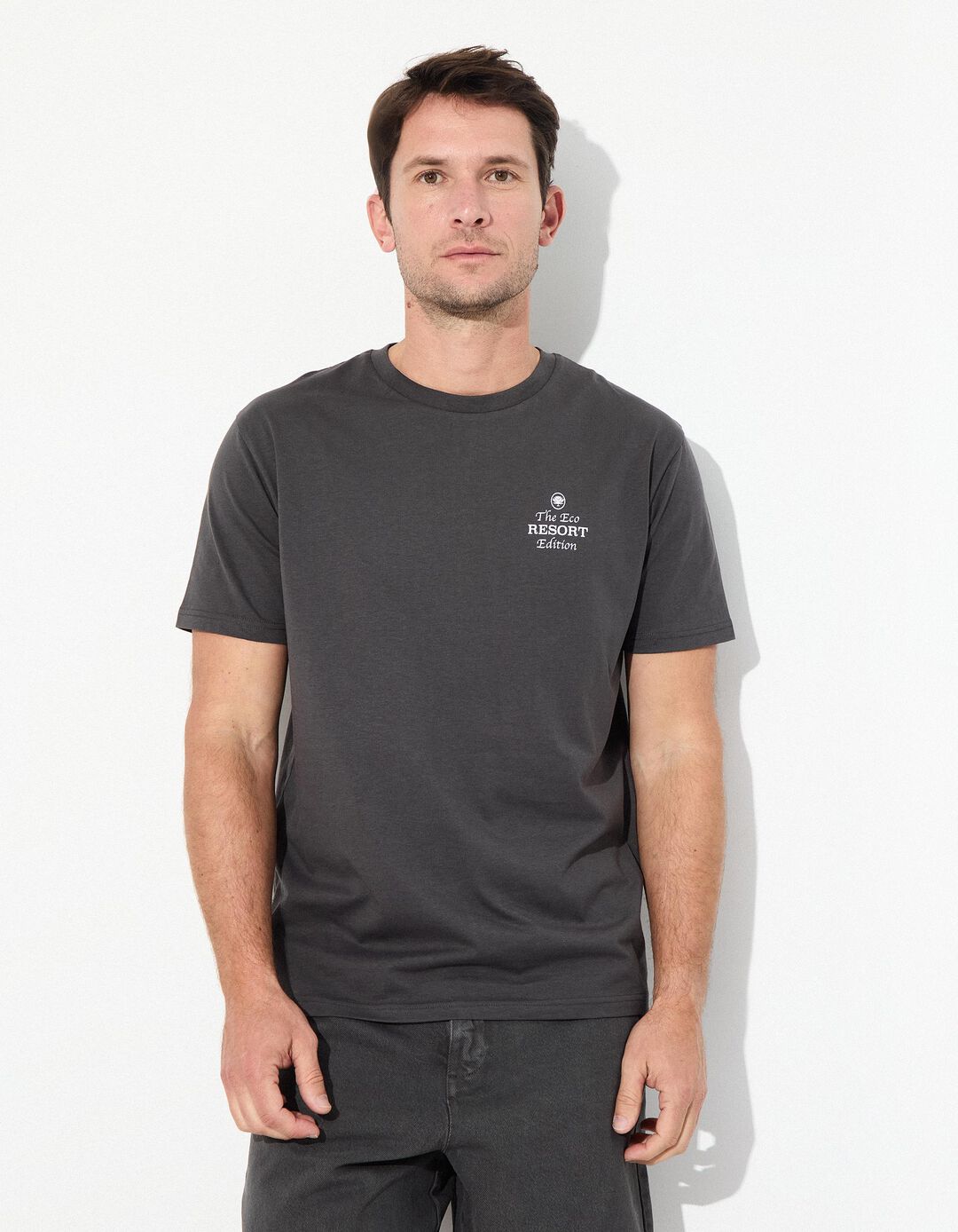 T-shirt Jersey Print, Homem, Cinzento Escuro 