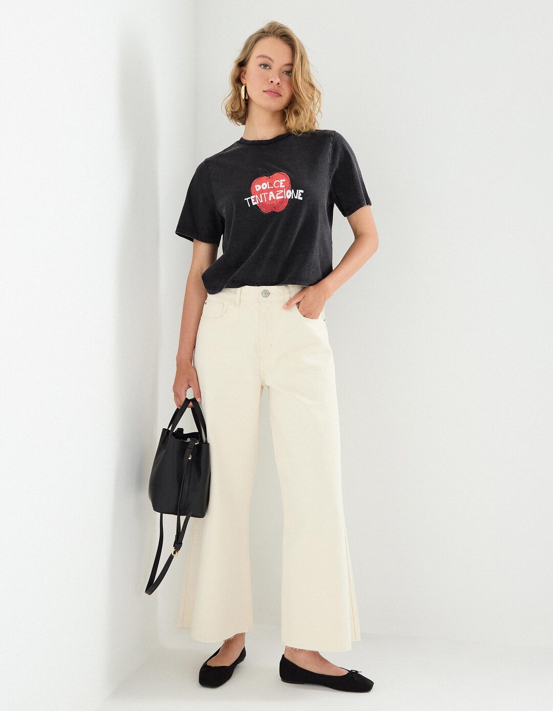 Calças Culotte, Mulher, Bege Claro