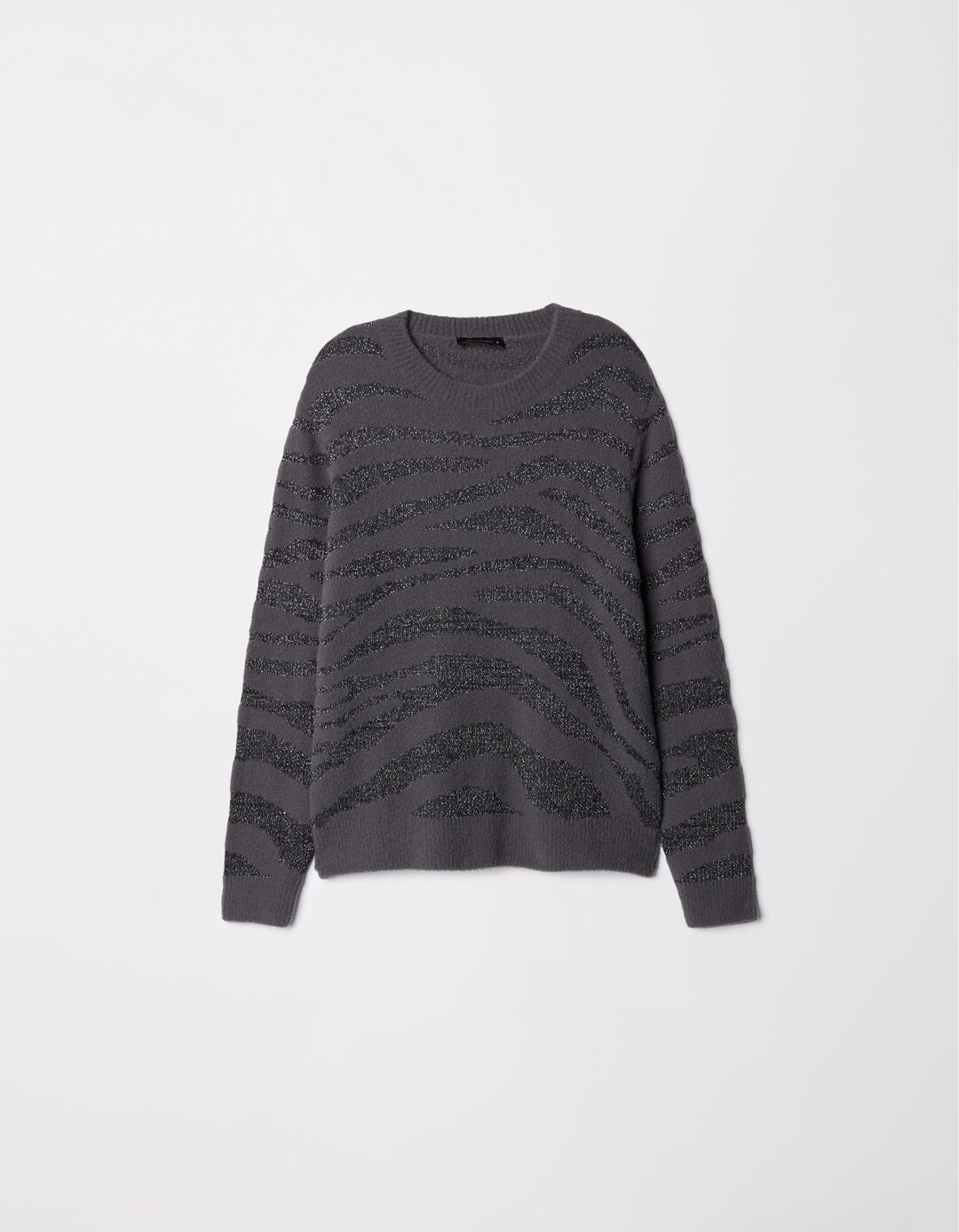 Camisola de Malha Zebra, Mulher, Cinzento