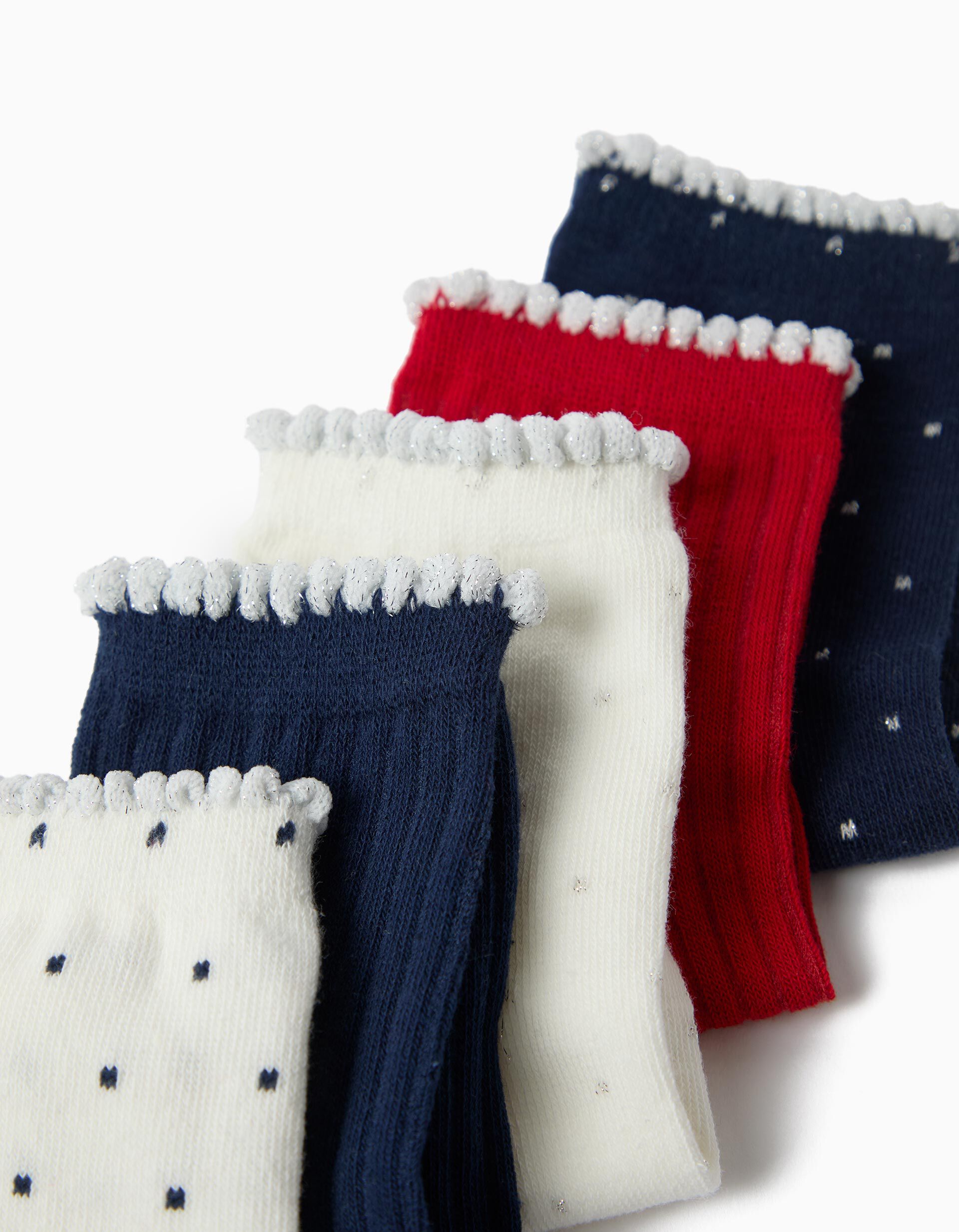 Comprar Online Pack 5 Pares De Meias, Menina, Azul Escuro