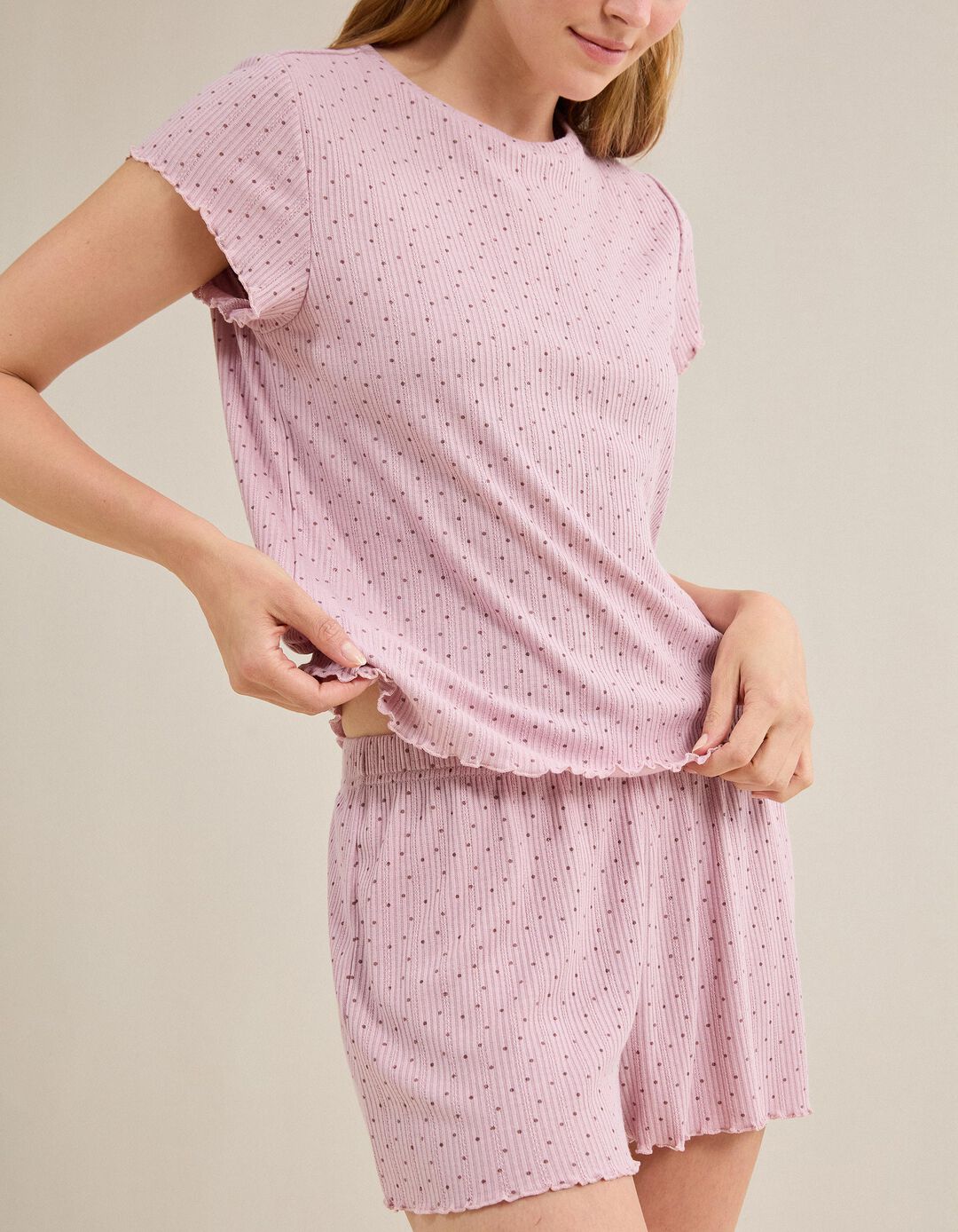 Pijama Estampado, Mulher, Rosa Claro