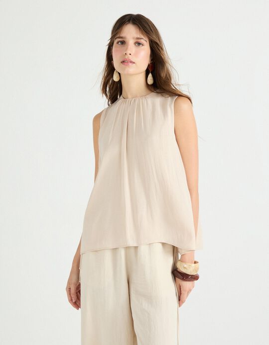 Comprar Online Blusa sem Mangas, Mulher, Bege