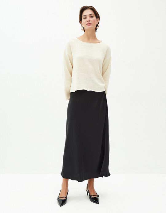 Comprar Online Saia Comprida de Cetim, Mulher, Preto