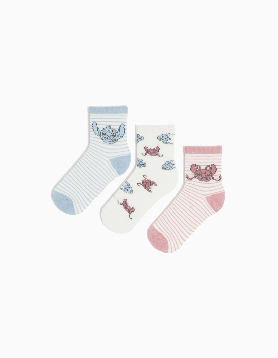 Pack 3 Pares de Meias 'Lilo e Stitch', Menina, Multicor 