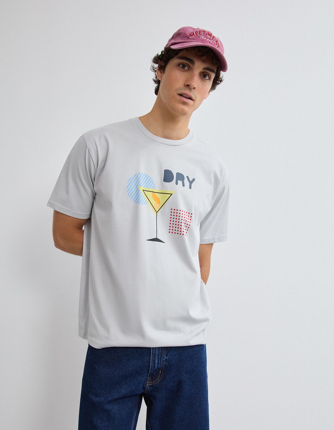 T-shirt Jersey Estampada, Homem, Azul