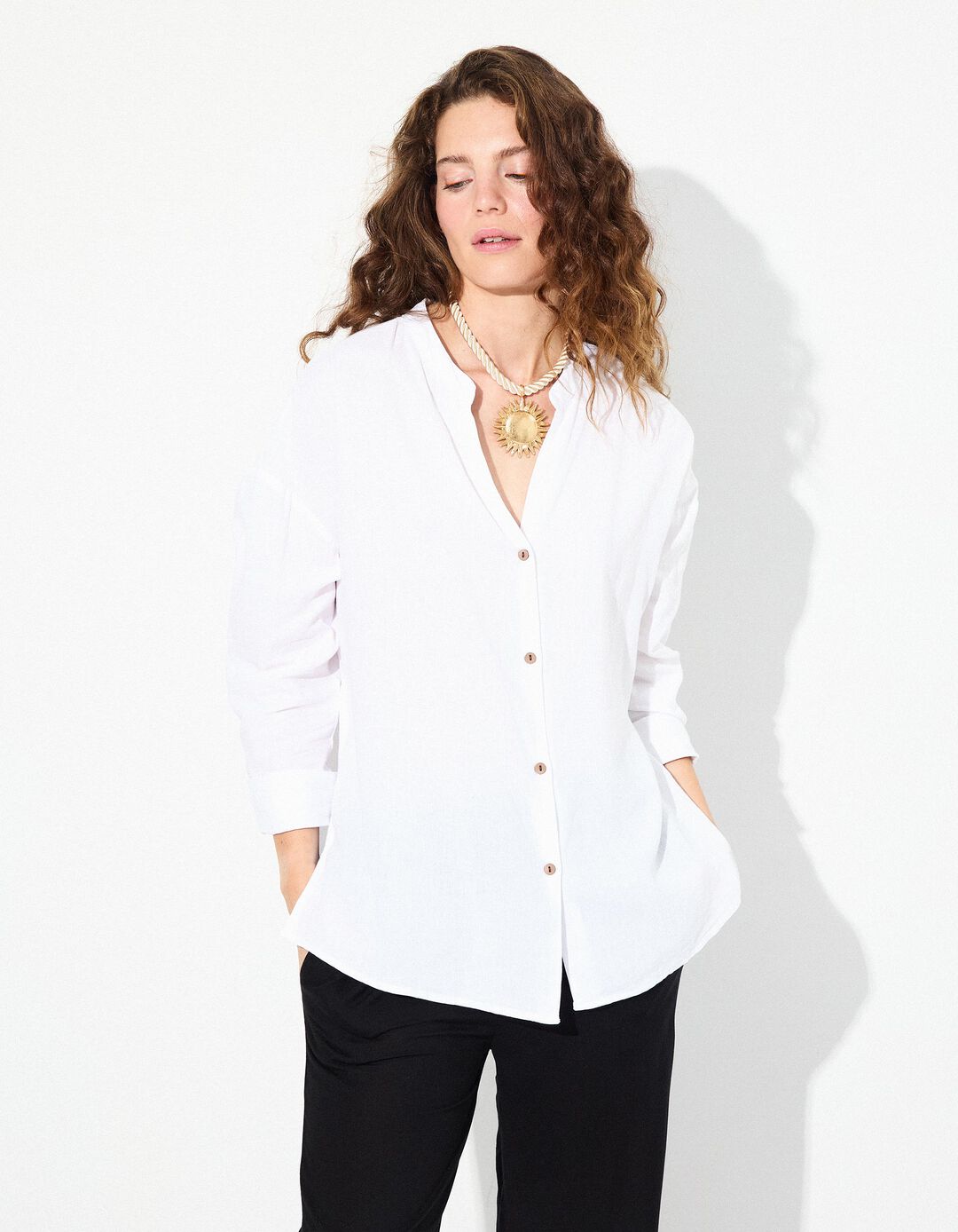 Blusa com Linho, Mulher, Branco