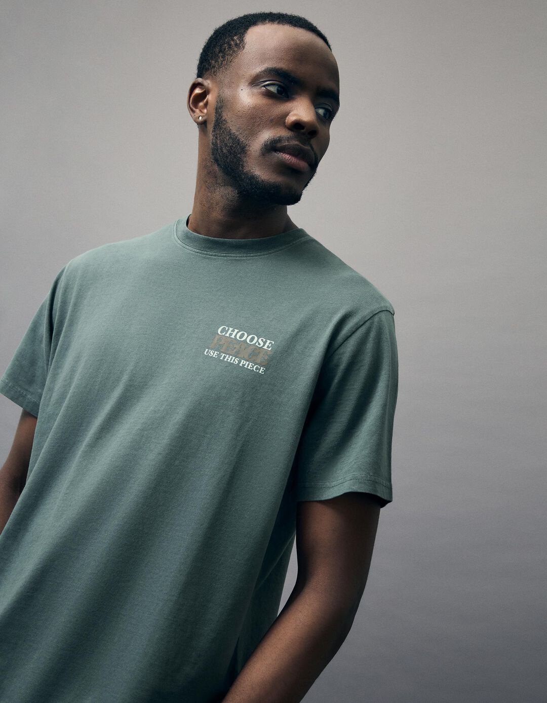 T-shirt 'Peace Language', Adulto, Verde Escuro