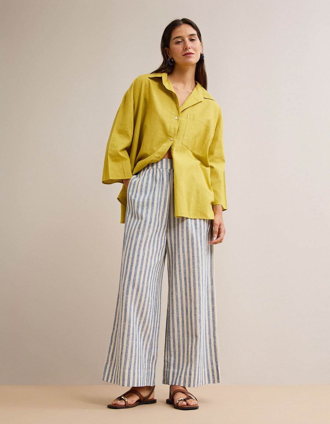 Blusa com Linho, Mulher, Amarelo