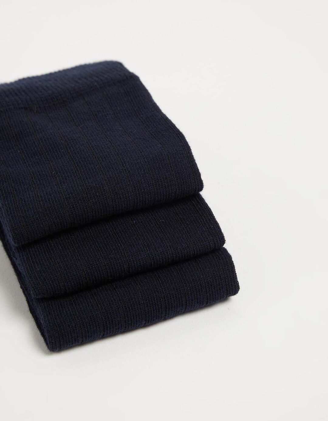 Pack 3 Pares de Meias Altas Caneladas, Mulher, Azul Escuro
