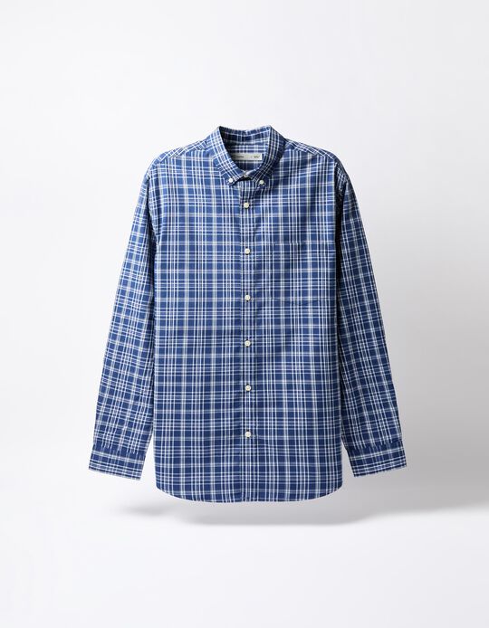 Comprar Online Camisa de Xadrez, Homem, Azul Escuro