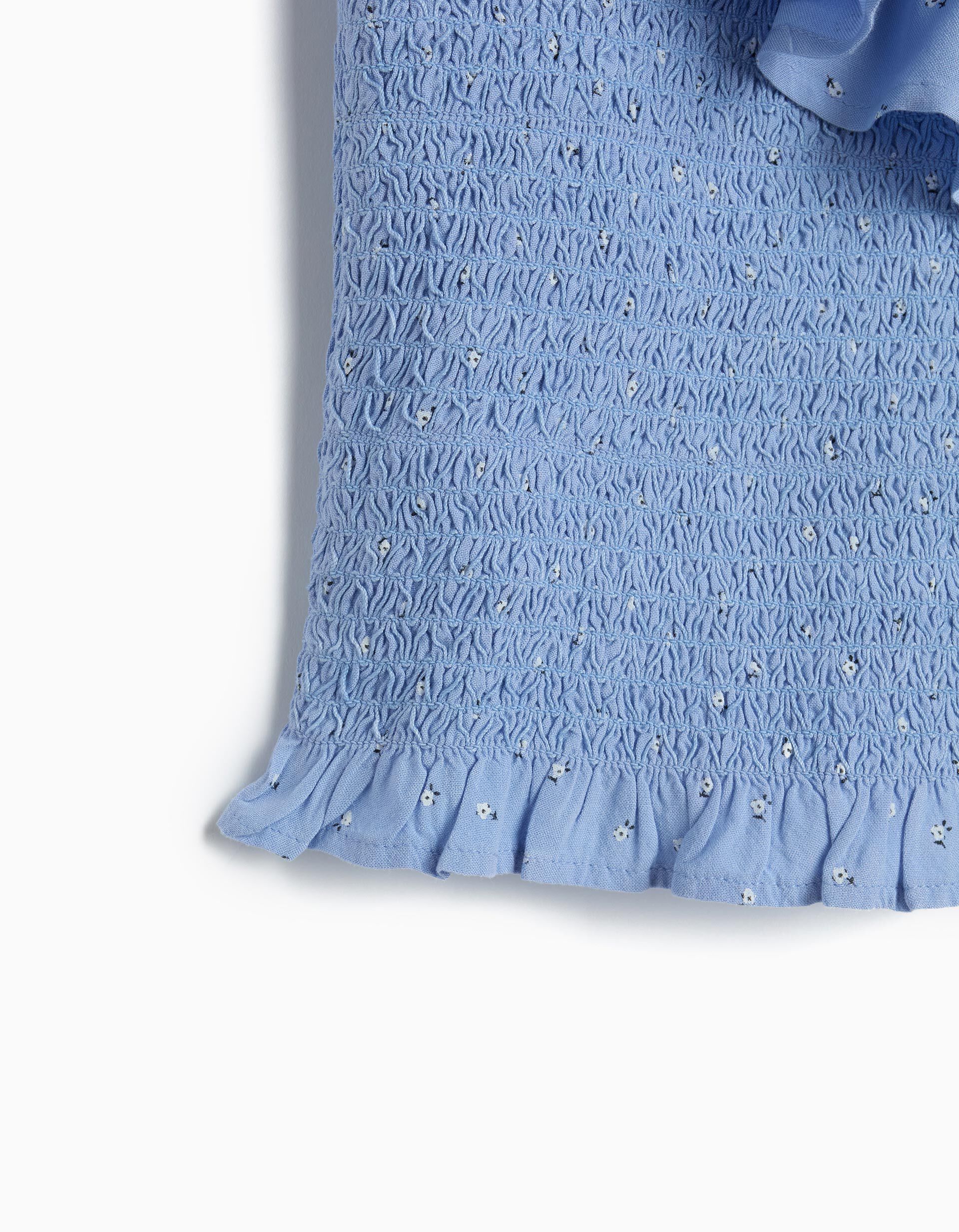 Comprar Online Top Assim&eacute;trico Com Folhos, Menina, Azul Claro