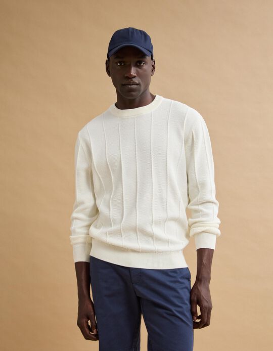 Comprar Online Camisola de Malha Jacquard, Homem, Cru