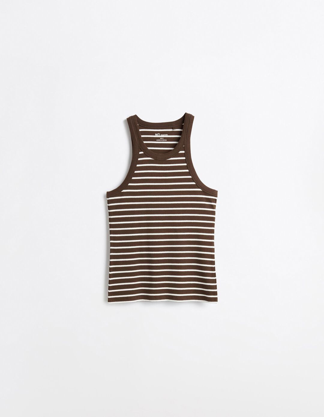 Tank Top Canelado, Mulher, Castanho Escuro