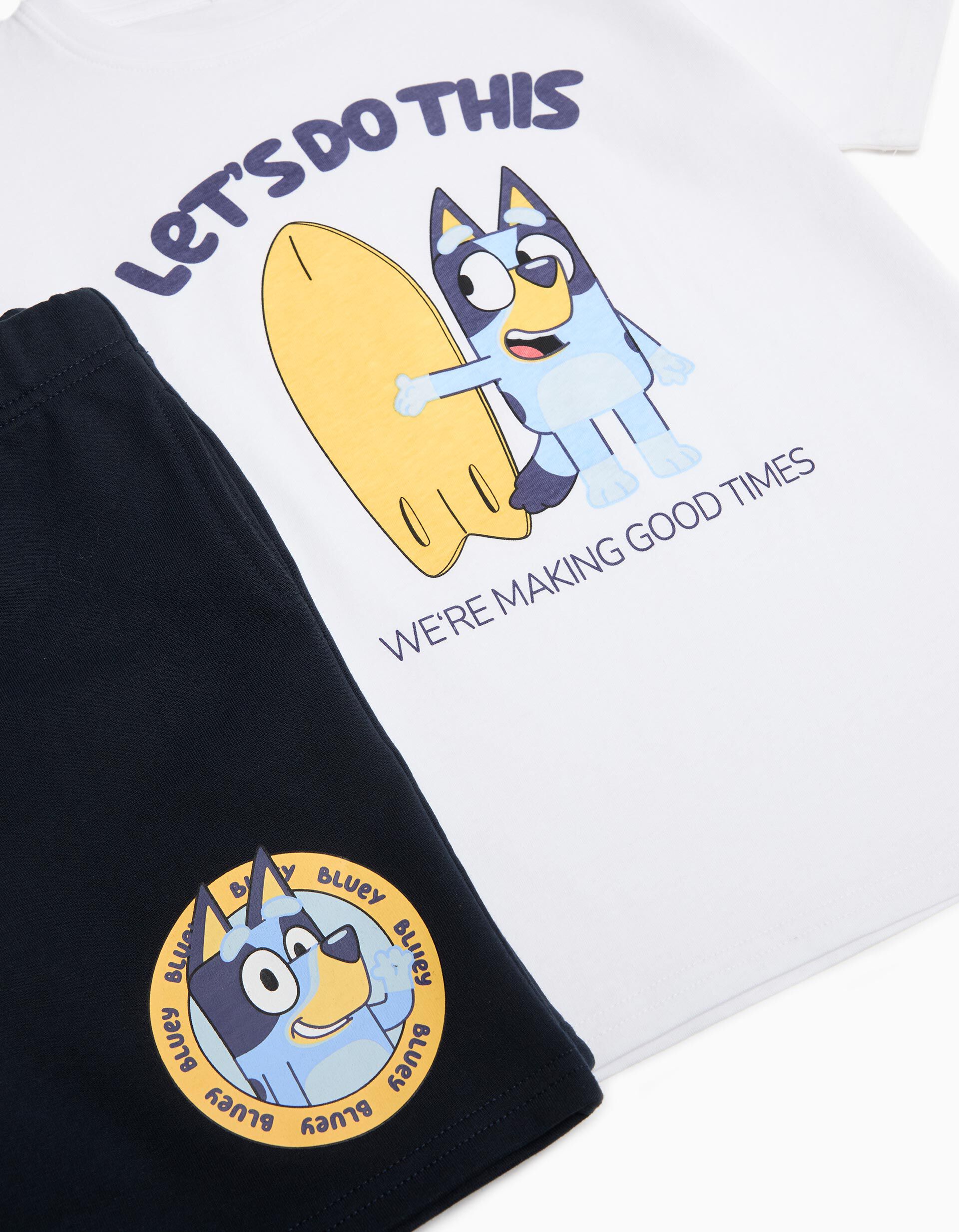 Comprar Online Conjunto T-Shirt e Cal&ccedil;&otilde;es 'Bluey', Menino, Branco