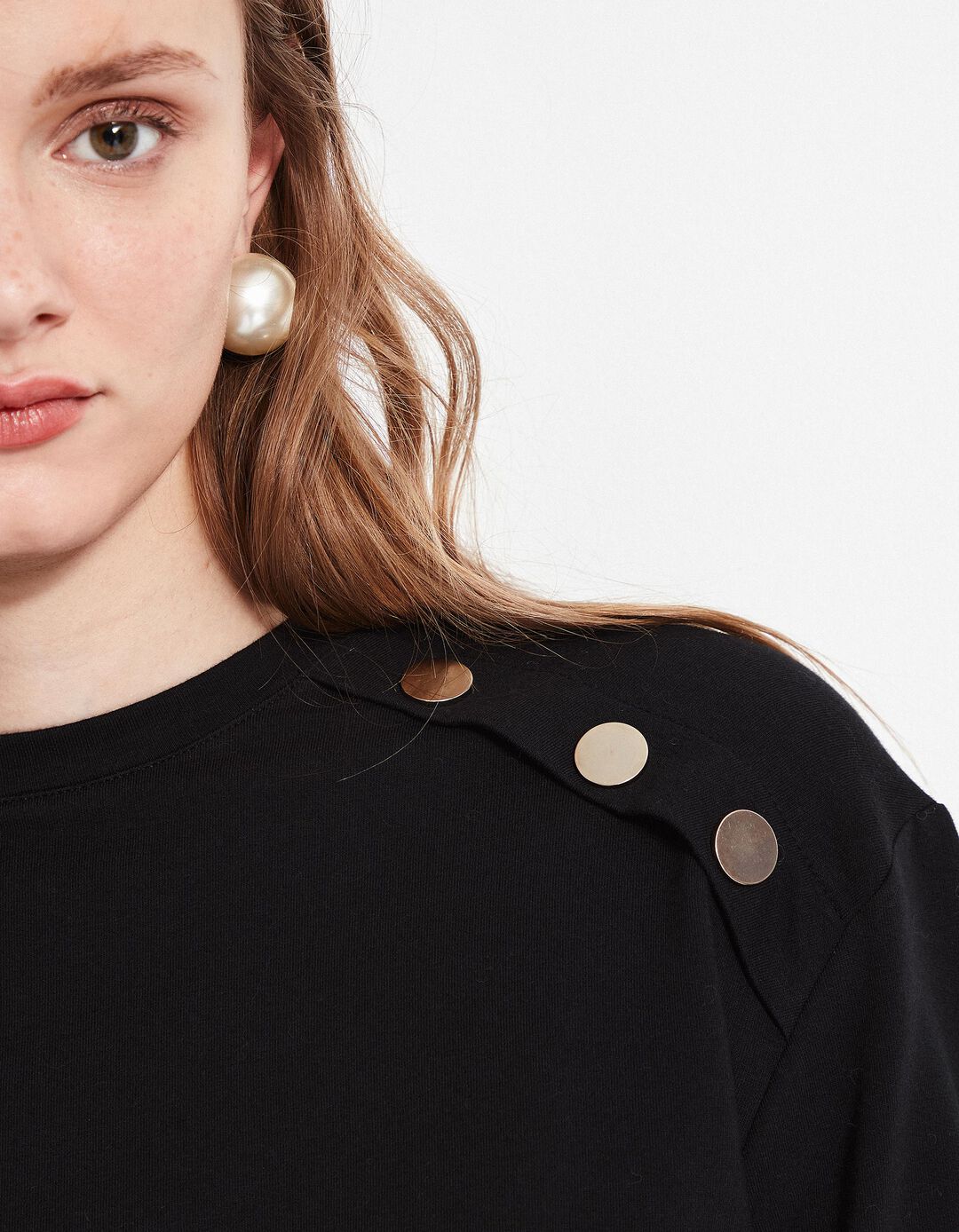 Camisola com Botões, Mulher, Preto