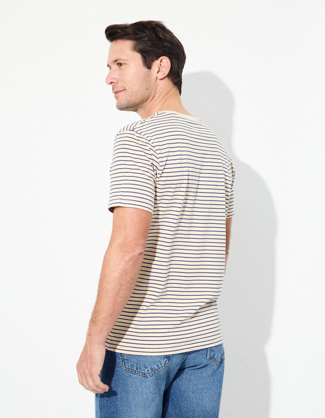 T-shirt Riscas, Homem, Bege Claro 