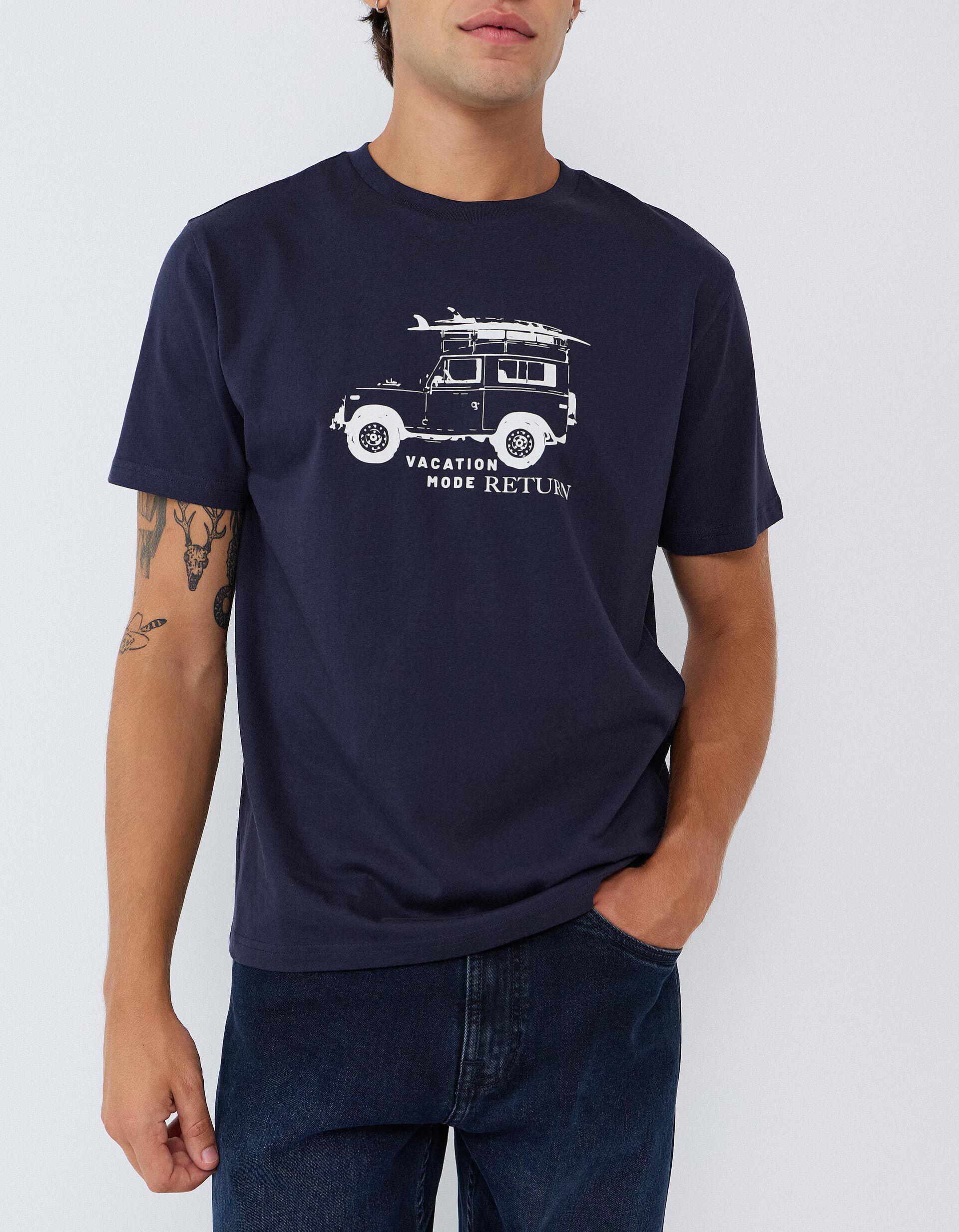 Comprar Online T-shirt Jersey Estampada, Homem, Azul Escuro