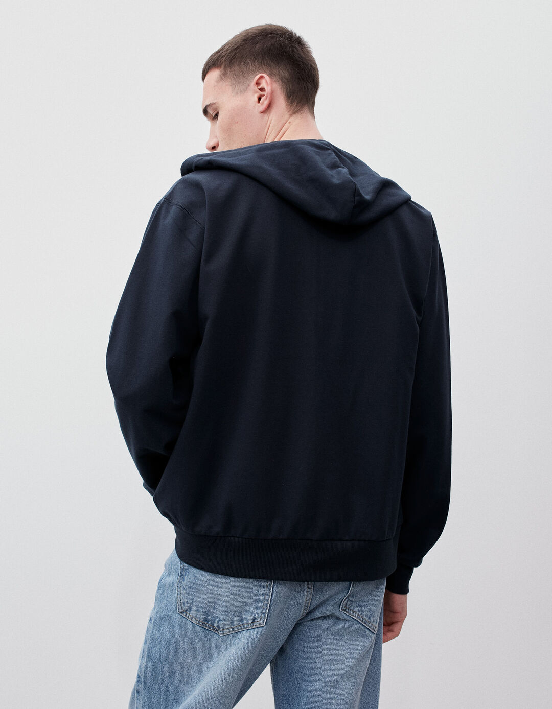 Casaco Jersey com Capuz, Azul Escuro