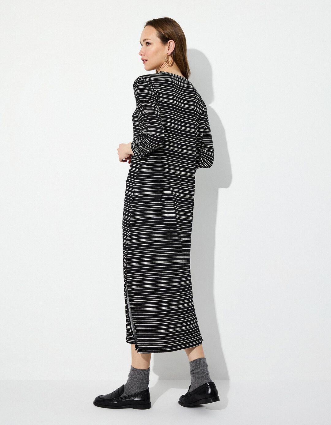 Vestido Estampado, Mulher, Cinzento Escuro
