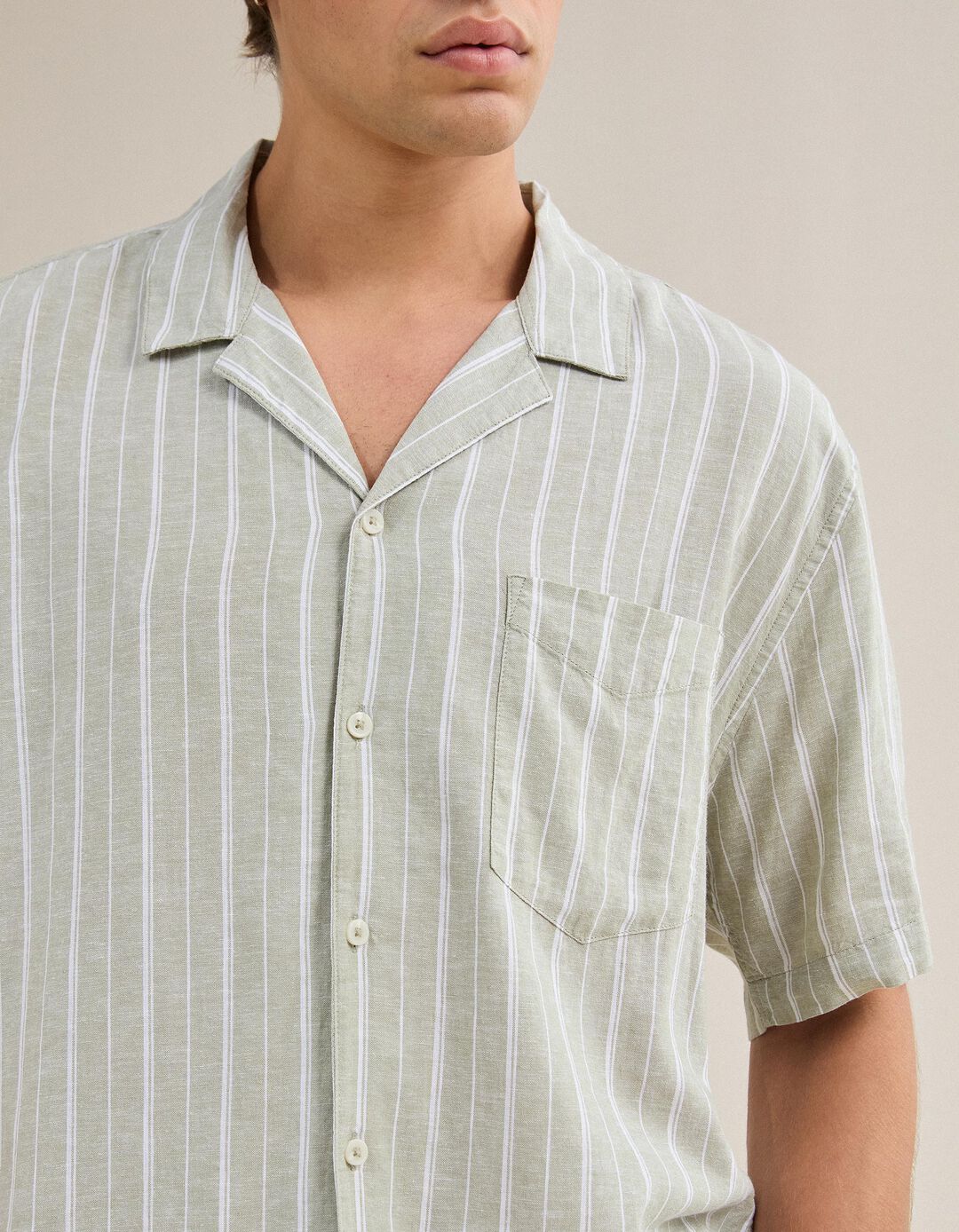 Camisa Com Linho, Homem, Verde Claro